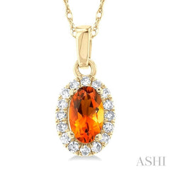 ASHI Oval Shape Gemstone & Halo Diamond Pendant 58699PPTSPDCTYG-OV