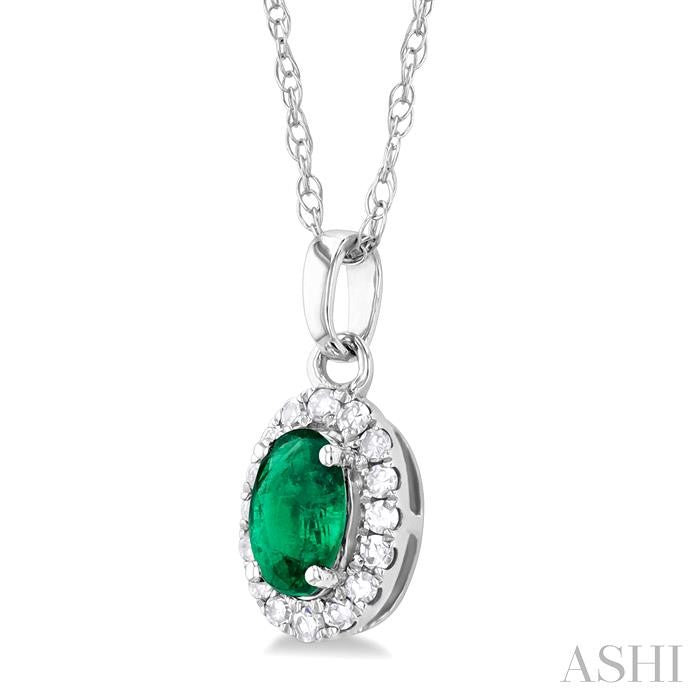 ASHI Oval Shape Gemstone & Halo Diamond Pendant 58699PPTSPDEMWG-OV
