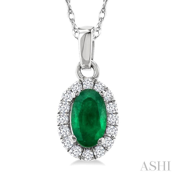 ASHI Oval Shape Gemstone & Halo Diamond Pendant 58699PPTSPDEMWG-OV