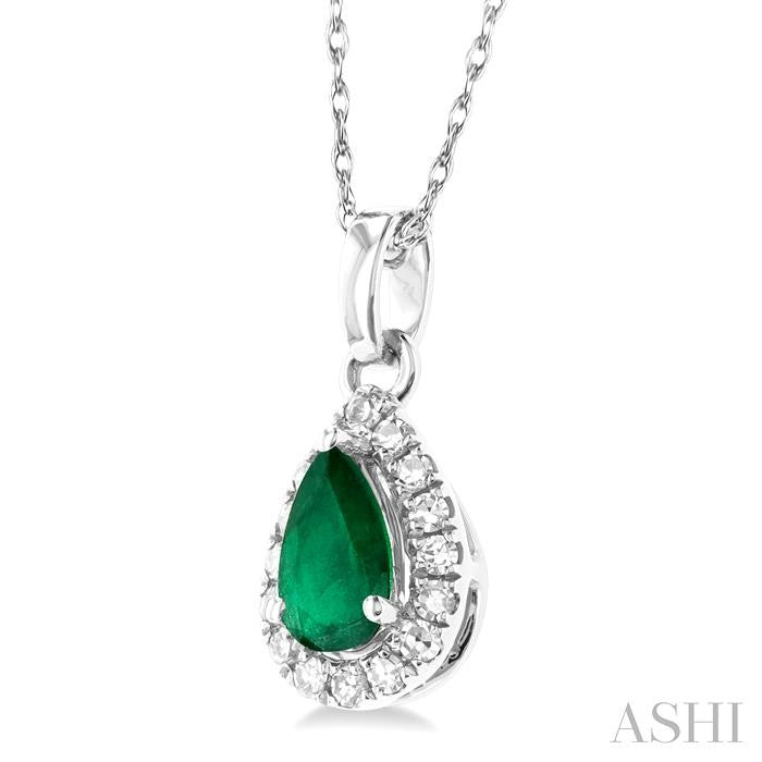 ASHI Pear Shape Gemstone & Halo Diamond Pendant 58699PPTSPDEMWG-PR