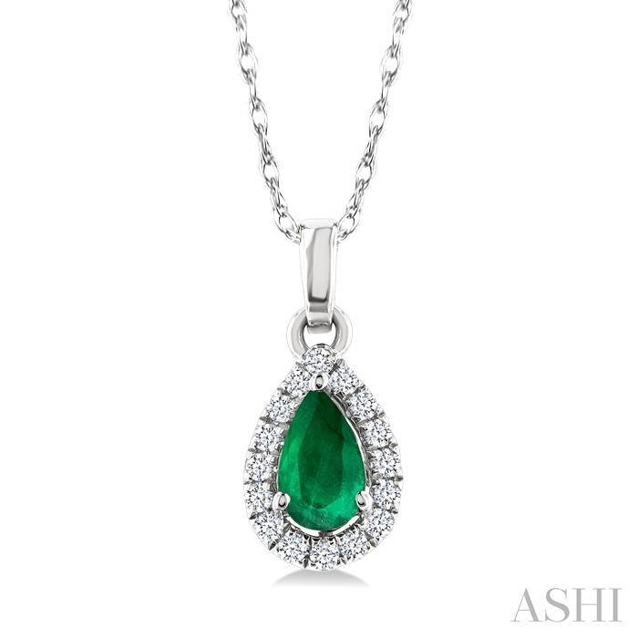 ASHI Pear Shape Gemstone & Halo Diamond Pendant 58699PPTSPDEMWG-PR