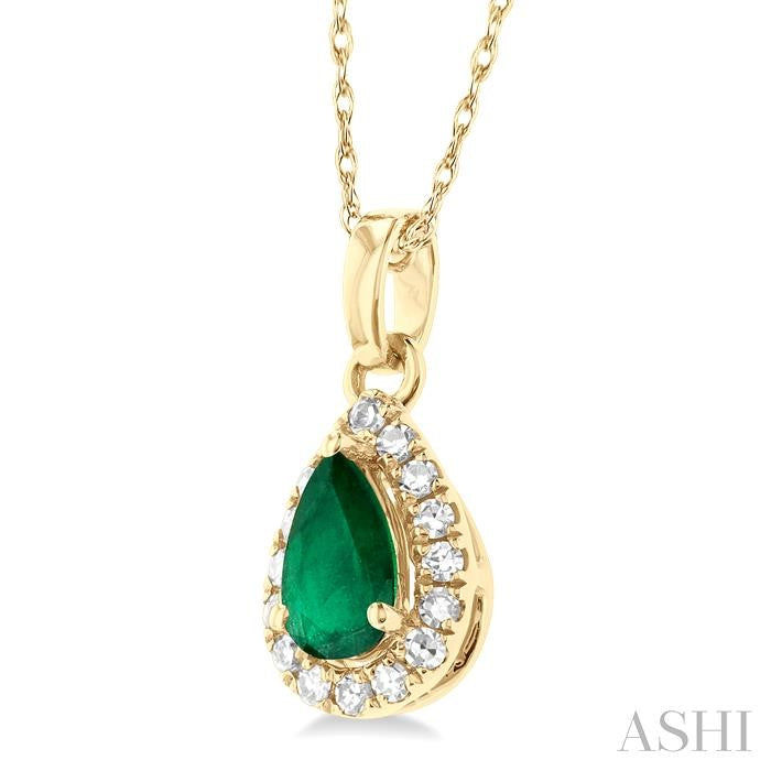 ASHI Pear Shape Gemstone & Halo Diamond Pendant 58699PPTSPDEMYG-PR
