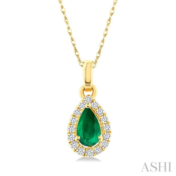 ASHI Pear Shape Gemstone & Halo Diamond Pendant 58699PPTSPDEMYG-PR