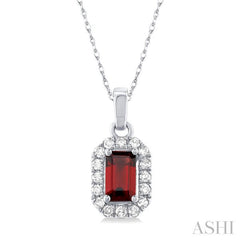 ASHI Emerald Shape Gemstone & Halo Diamond Pendant 58699PPTSPDGTWG-OC
