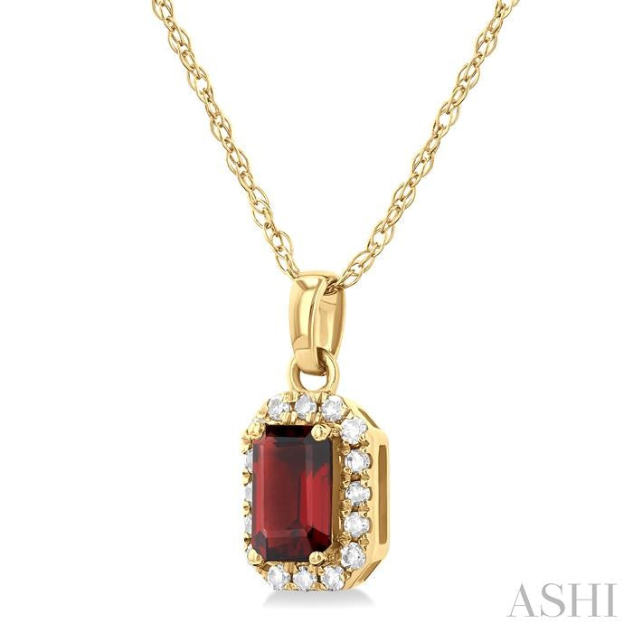 ASHI Emerald Shape Gemstone & Halo Diamond Pendant 58699PPTSPDGTYG-OC