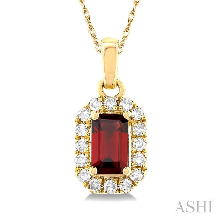 ASHI Emerald Shape Gemstone & Halo Diamond Pendant 58699PPTSPDGTYG-OC