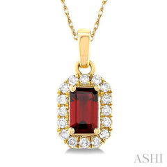 ASHI Emerald Shape Gemstone & Halo Diamond Pendant 58699PPTSPDGTYG-OC
