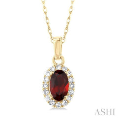 ASHI Oval Shape Gemstone & Halo Diamond Pendant 58699PPTSPDGTYG-OV