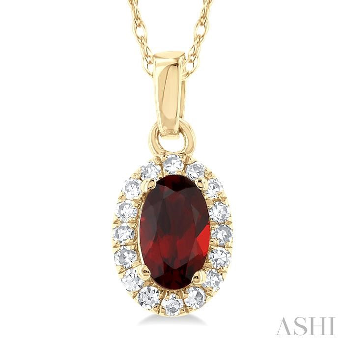 ASHI Oval Shape Gemstone & Halo Diamond Pendant 58699PPTSPDGTYG-OV