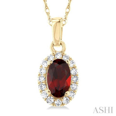 ASHI Oval Shape Gemstone & Halo Diamond Pendant 58699PPTSPDGTYG-OV