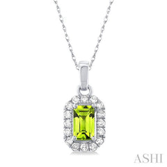 ASHI Emerald Shape Gemstone & Halo Diamond Pendant 58699PPTSPDPEWG-OC