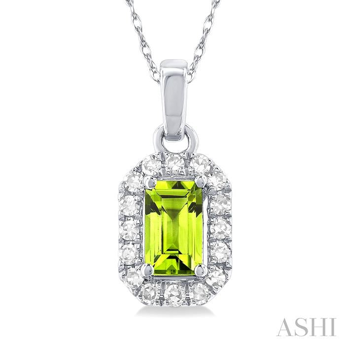 ASHI Emerald Shape Gemstone & Halo Diamond Pendant 58699PPTSPDPEWG-OC
