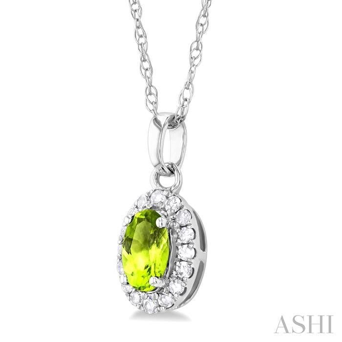 ASHI Oval Shape Gemstone & Halo Diamond Pendant 58699PPTSPDPEWG-OV