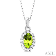ASHI Oval Shape Gemstone & Halo Diamond Pendant 58699PPTSPDPEWG-OV