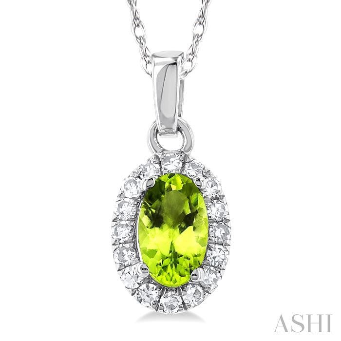 ASHI Oval Shape Gemstone & Halo Diamond Pendant 58699PPTSPDPEWG-OV