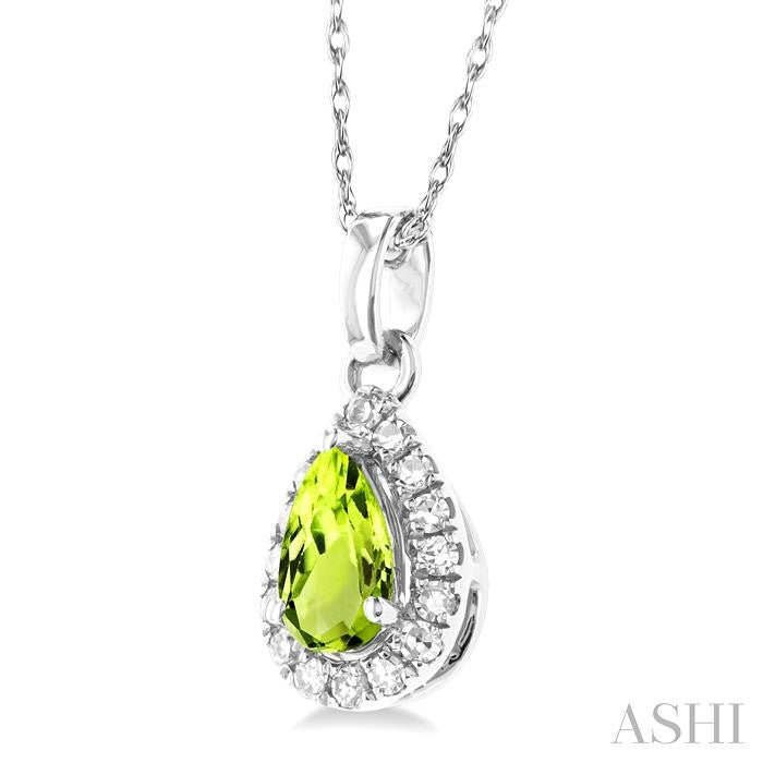 ASHI Pear Shape Gemstone & Halo Diamond Pendant 58699PPTSPDPEWG-PR