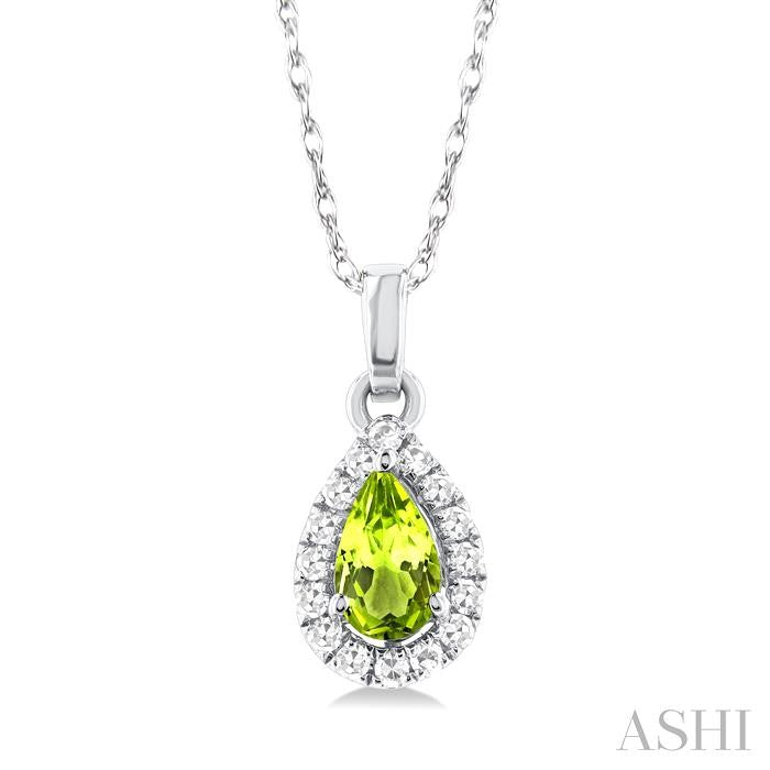 ASHI Pear Shape Gemstone & Halo Diamond Pendant 58699PPTSPDPEWG-PR