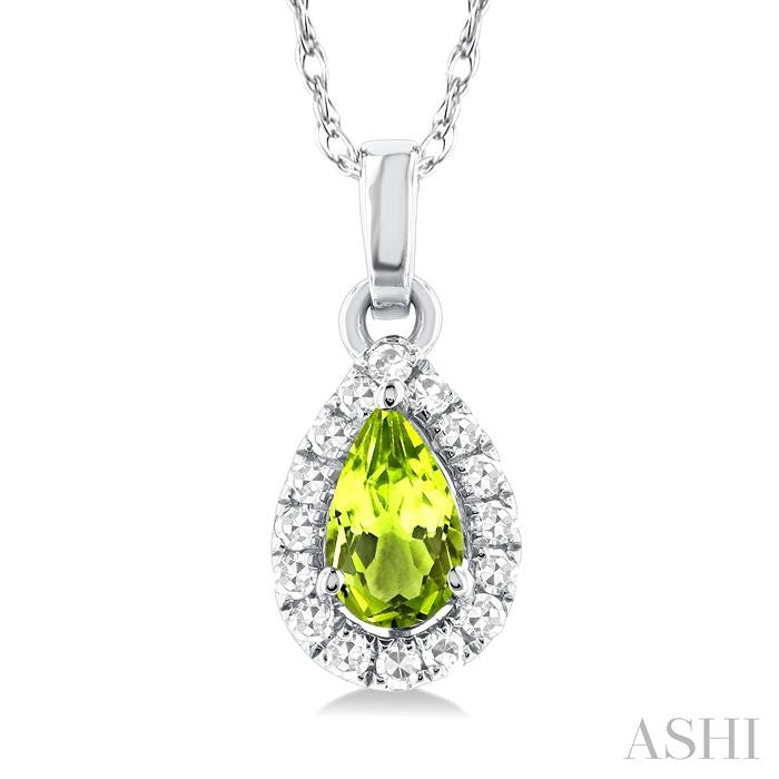 ASHI Pear Shape Gemstone & Halo Diamond Pendant 58699PPTSPDPEWG-PR