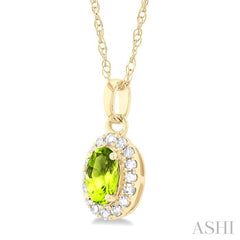 ASHI Oval Shape Gemstone & Halo Diamond Pendant 58699PPTSPDPEYG-OV