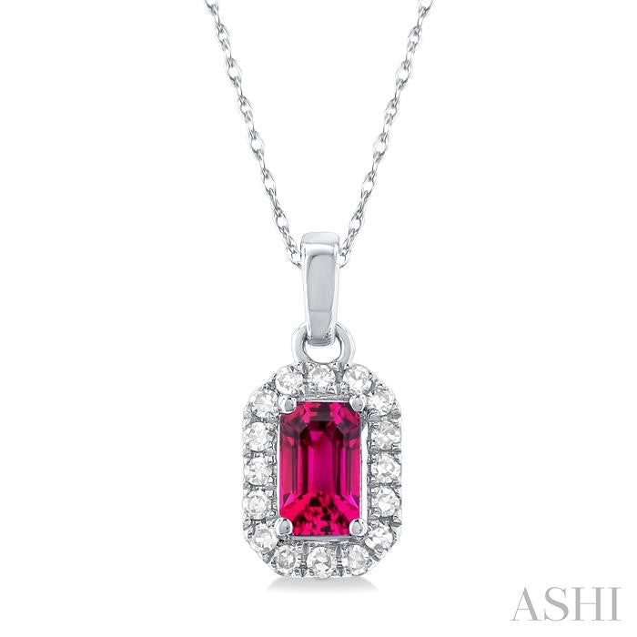 ASHI Emerald Shape Gemstone & Halo Diamond Pendant 58699PPTSPDPTWG-OC