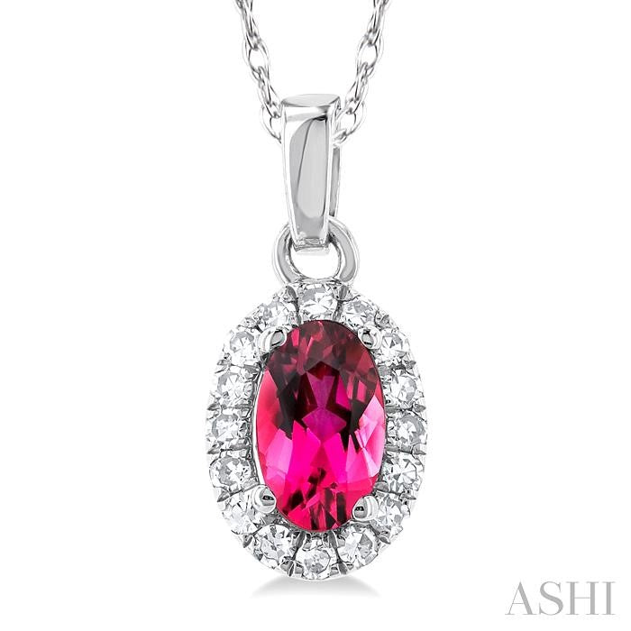 ASHI Oval Shape Gemstone & Halo Diamond Pendant 58699PPTSPDPTWG-OV
