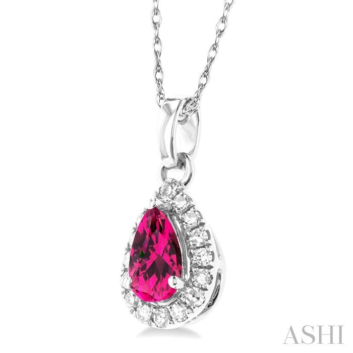 ASHI Pear Shape Gemstone & Halo Diamond Pendant 58699PPTSPDPTWG-PR