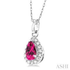 ASHI Pear Shape Gemstone & Halo Diamond Pendant 58699PPTSPDPTWG-PR