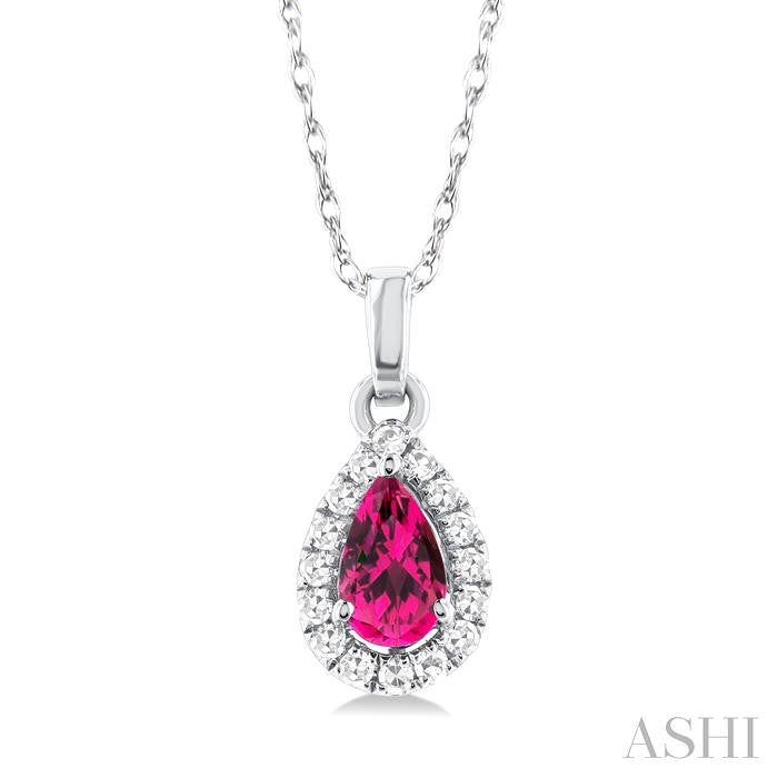 ASHI Pear Shape Gemstone & Halo Diamond Pendant 58699PPTSPDPTWG-PR