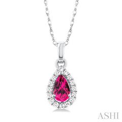 ASHI Pear Shape Gemstone & Halo Diamond Pendant 58699PPTSPDPTWG-PR