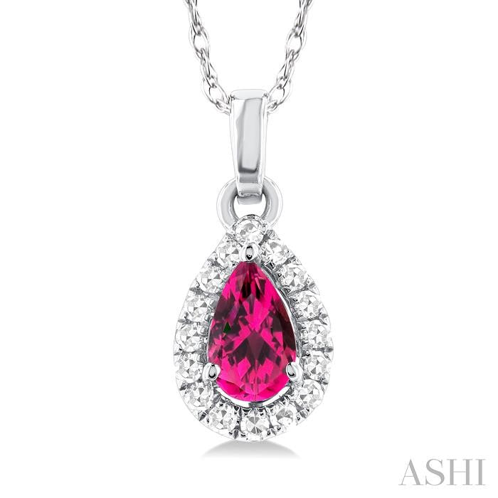 ASHI Pear Shape Gemstone & Halo Diamond Pendant 58699PPTSPDPTWG-PR