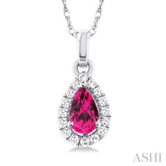 ASHI Pear Shape Gemstone & Halo Diamond Pendant 58699PPTSPDPTWG-PR