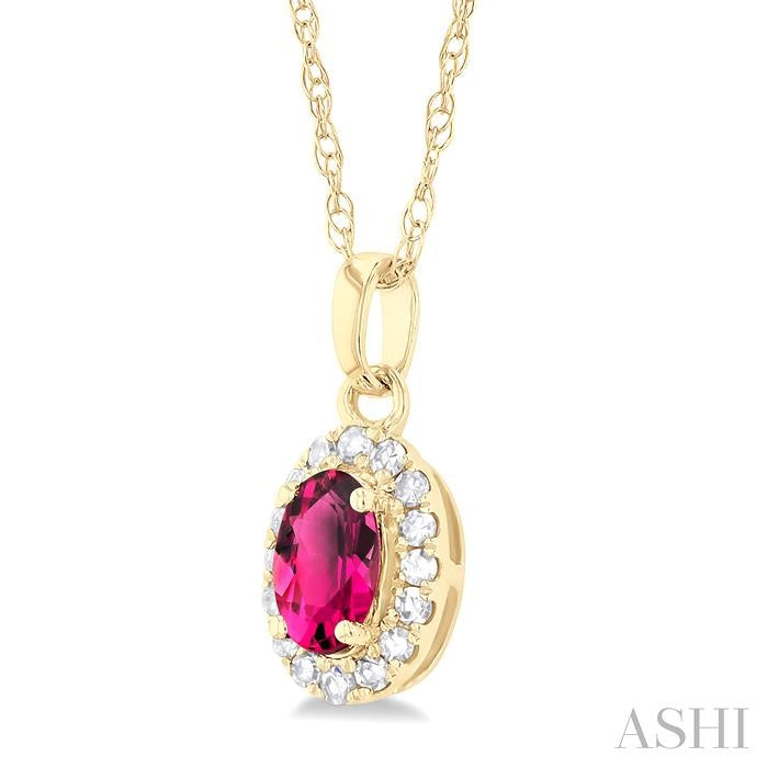 ASHI Oval Shape Gemstone & Halo Diamond Pendant 58699PPTSPDPTYG-OV
