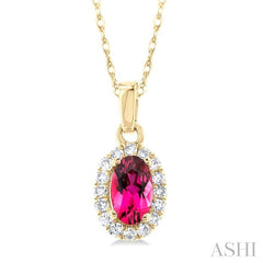 ASHI Oval Shape Gemstone & Halo Diamond Pendant 58699PPTSPDPTYG-OV