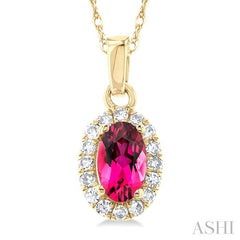 ASHI Oval Shape Gemstone & Halo Diamond Pendant 58699PPTSPDPTYG-OV