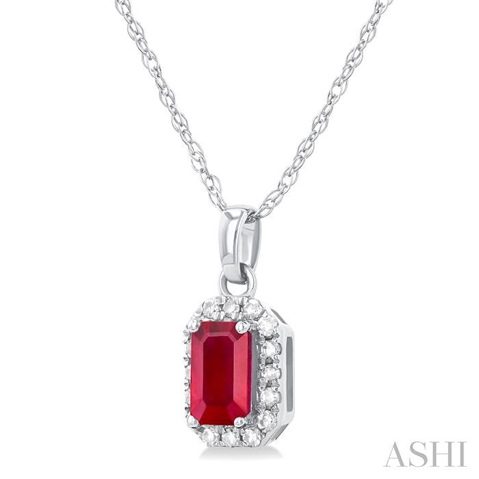 ASHI Emerald Shape Gemstone & Halo Diamond Pendant 58699PPTSPDRBWG-OC