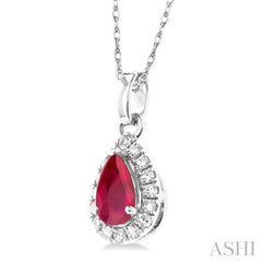 ASHI Pear Shape Gemstone & Halo Diamond Pendant 58699PPTSPDRBWG-PR