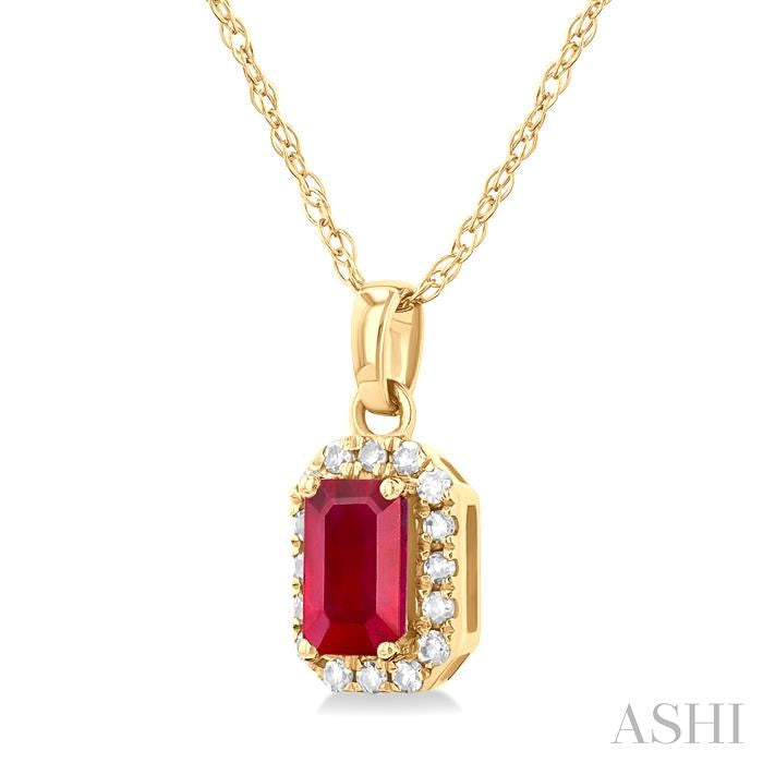ASHI Emerald Shape Gemstone & Halo Diamond Pendant 58699PPTSPDRBYG-OC