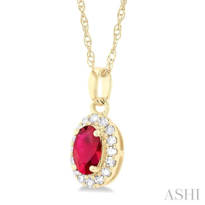 ASHI Oval Shape Gemstone & Halo Diamond Pendant 58699PPTSPDRBYG-OV