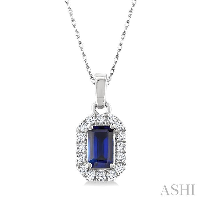 ASHI Emerald Shape Gemstone & Halo Diamond Pendant 58699PPTSPDSPWG-OC