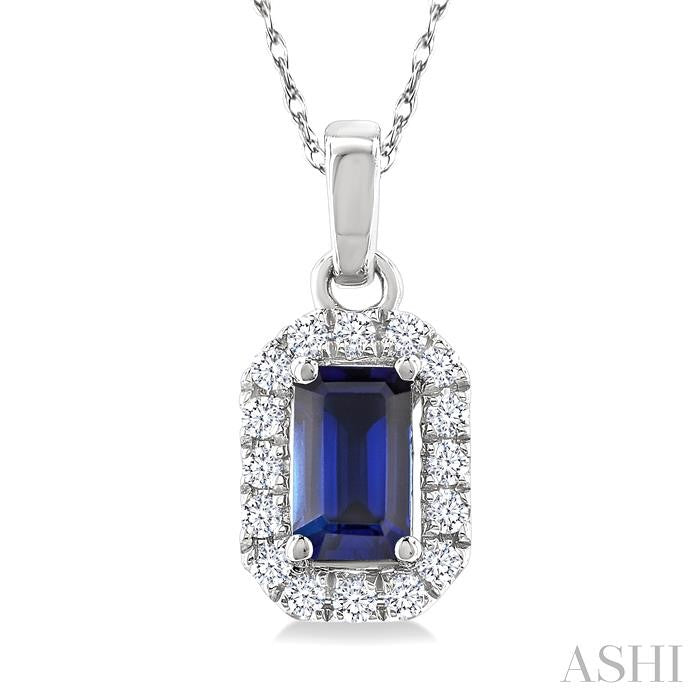 ASHI Emerald Shape Gemstone & Halo Diamond Pendant 58699PPTSPDSPWG-OC