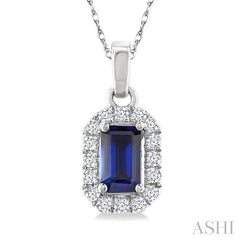 ASHI Emerald Shape Gemstone & Halo Diamond Pendant 58699PPTSPDSPWG-OC