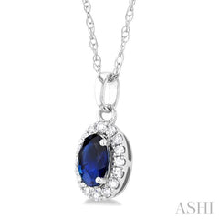 ASHI Oval Shape Gemstone & Halo Diamond Pendant 58699PPTSPDSPWG-OV