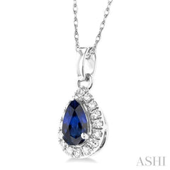 ASHI Pear Shape Gemstone & Halo Diamond Pendant 58699PPTSPDSPWG-PR