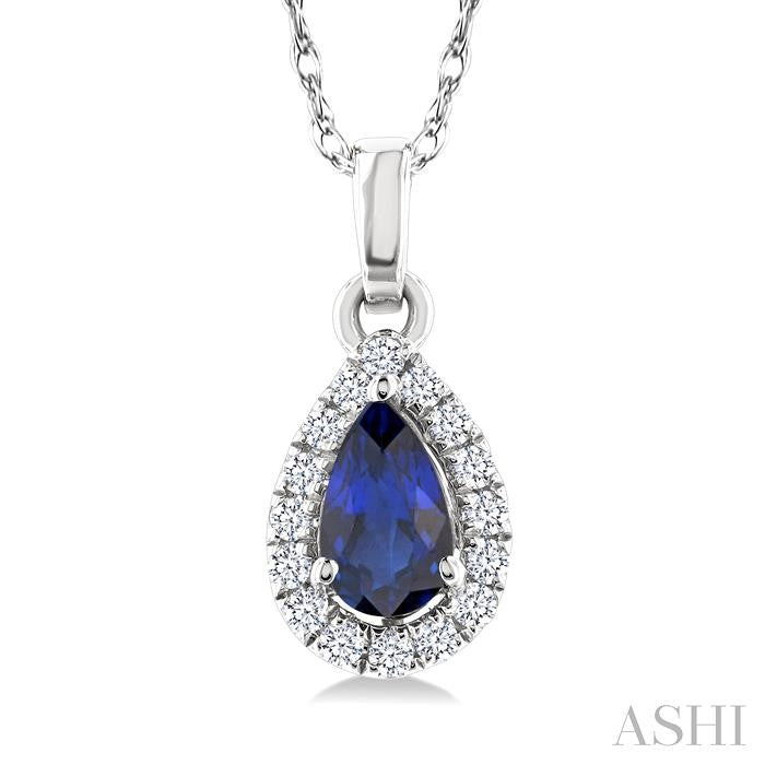 ASHI Pear Shape Gemstone & Halo Diamond Pendant 58699PPTSPDSPWG-PR