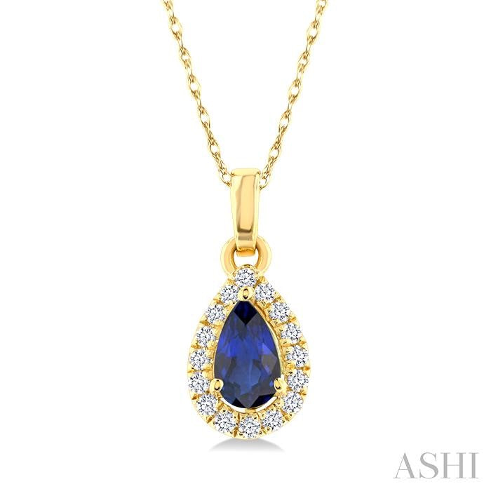 ASHI Pear Shape Gemstone & Halo Diamond Pendant 58699PPTSPDSPYG-PR
