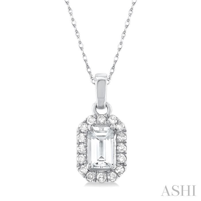 ASHI Emerald Shape Gemstone & Halo Diamond Pendant 58699PPTSPDWTWG-OC