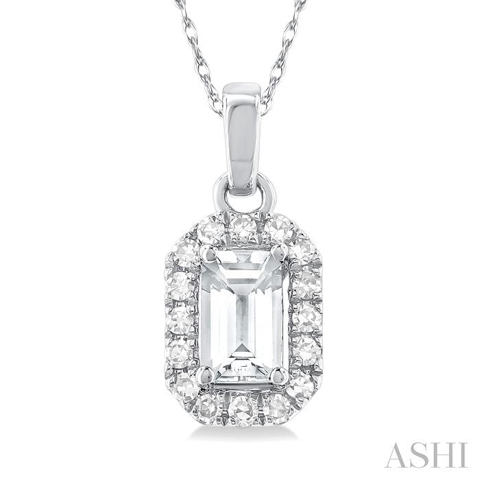 ASHI Emerald Shape Gemstone & Halo Diamond Pendant 58699PPTSPDWTWG-OC
