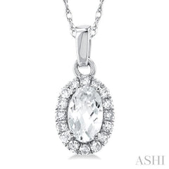 ASHI Oval Shape Gemstone & Halo Diamond Pendant 58699PPTSPDWTWG-OV