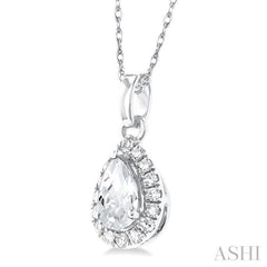 ASHI Pear Shape Gemstone & Halo Diamond Pendant 58699PPTSPDWTWG-PR