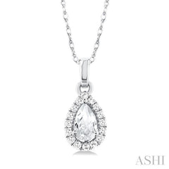 ASHI Pear Shape Gemstone & Halo Diamond Pendant 58699PPTSPDWTWG-PR